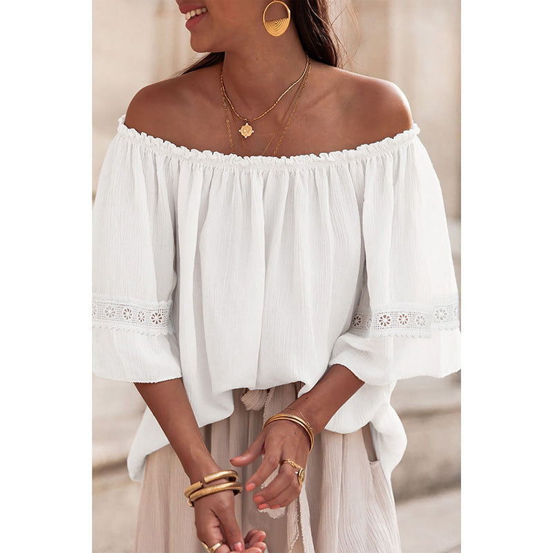 Damen-Off-Shoulder-Bluse mit Stickerei, Größe