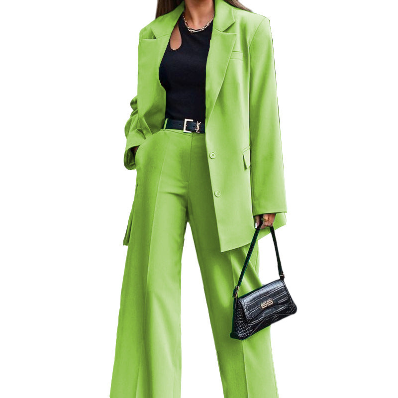 Women's Oversized Blazer and Wide-Leg Trousers Combination, Size