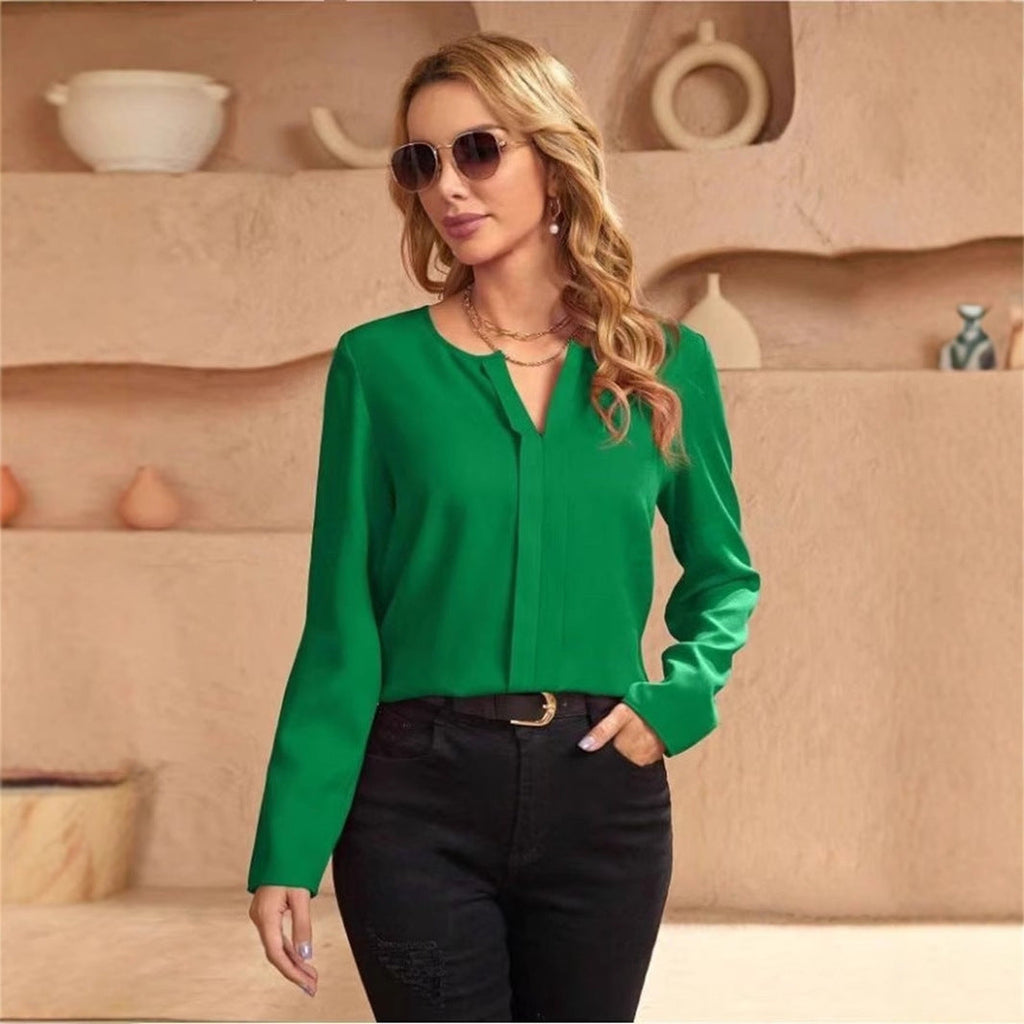 Valenzora | Women's Satin Blouse Imitation Silk Shirt