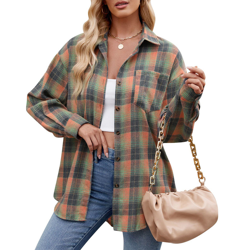 Damen karierte Oversized Hemdbluse Valenzora