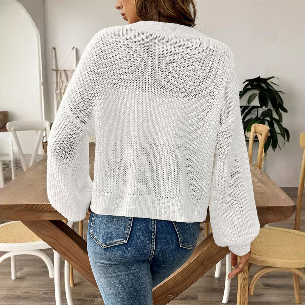 Women's casual cardigan with elegant button placket and wide cut, size S