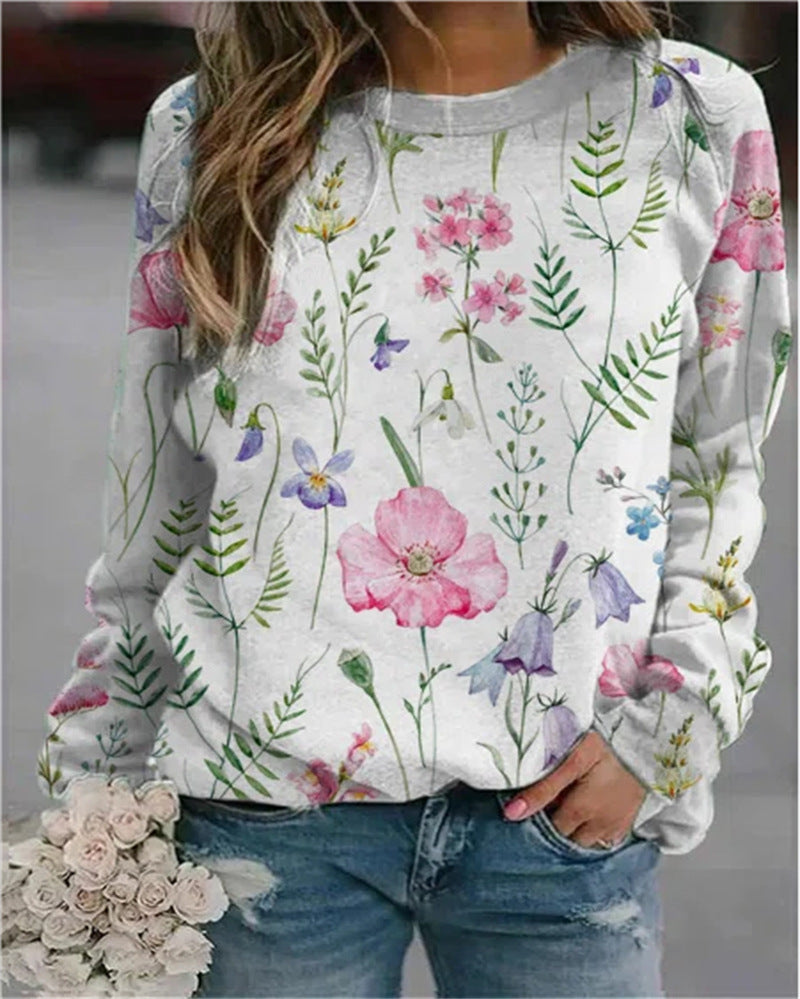Valenzora | Patterned Print Crew Neck Sweatshirt