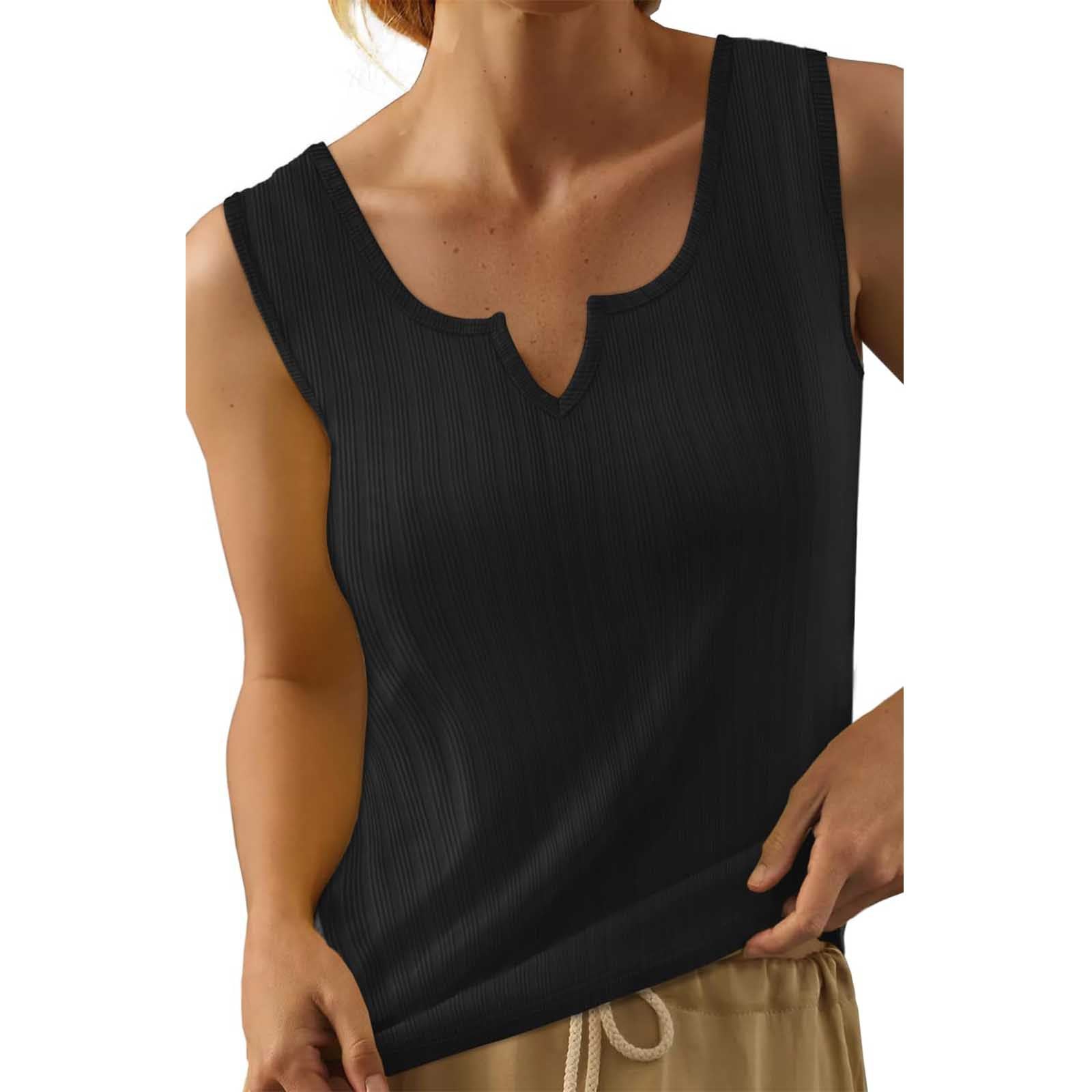 Damen-Tanktop mit strukturiertem V-Ausschnitt und feinem Rippenmuster, Größe Valenzora