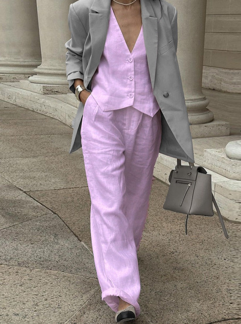 Valenzora | Two-piece sleeveless vest and trousers suit