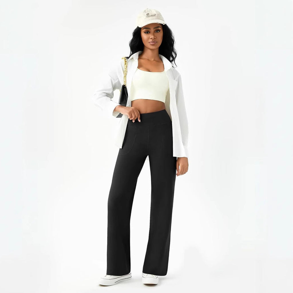 Women's comfortable leisure trousers with side pockets and elastic waistband, size