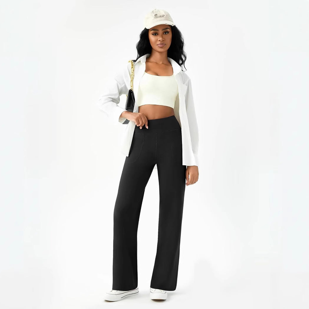 Women's comfortable leisure trousers with side pockets and elastic waistband, size