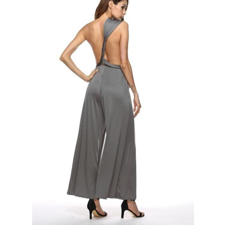 Eleganter Damen-Jumpsuit mit tiefem V-Ausschnitt und innovativem Wickeldesign, Größe S