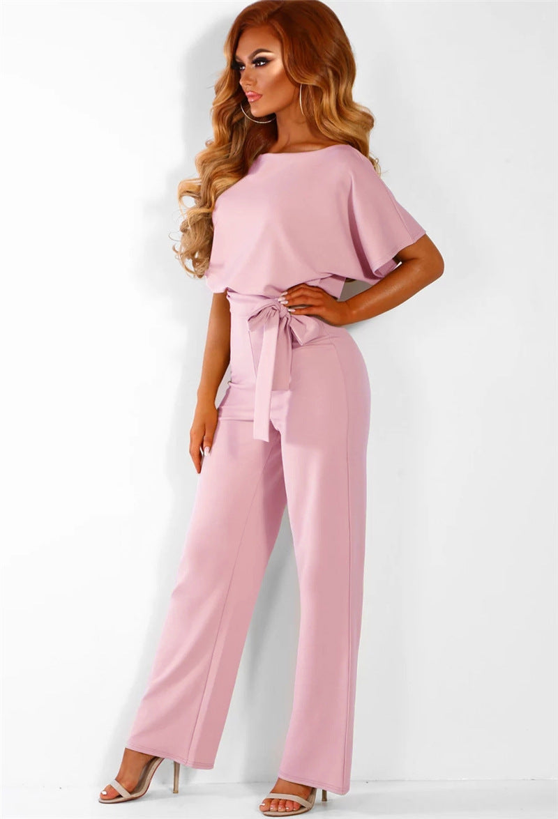 Valenzora | A-Linien Jumpsuit mit Gürtel und V-Ausschnitt