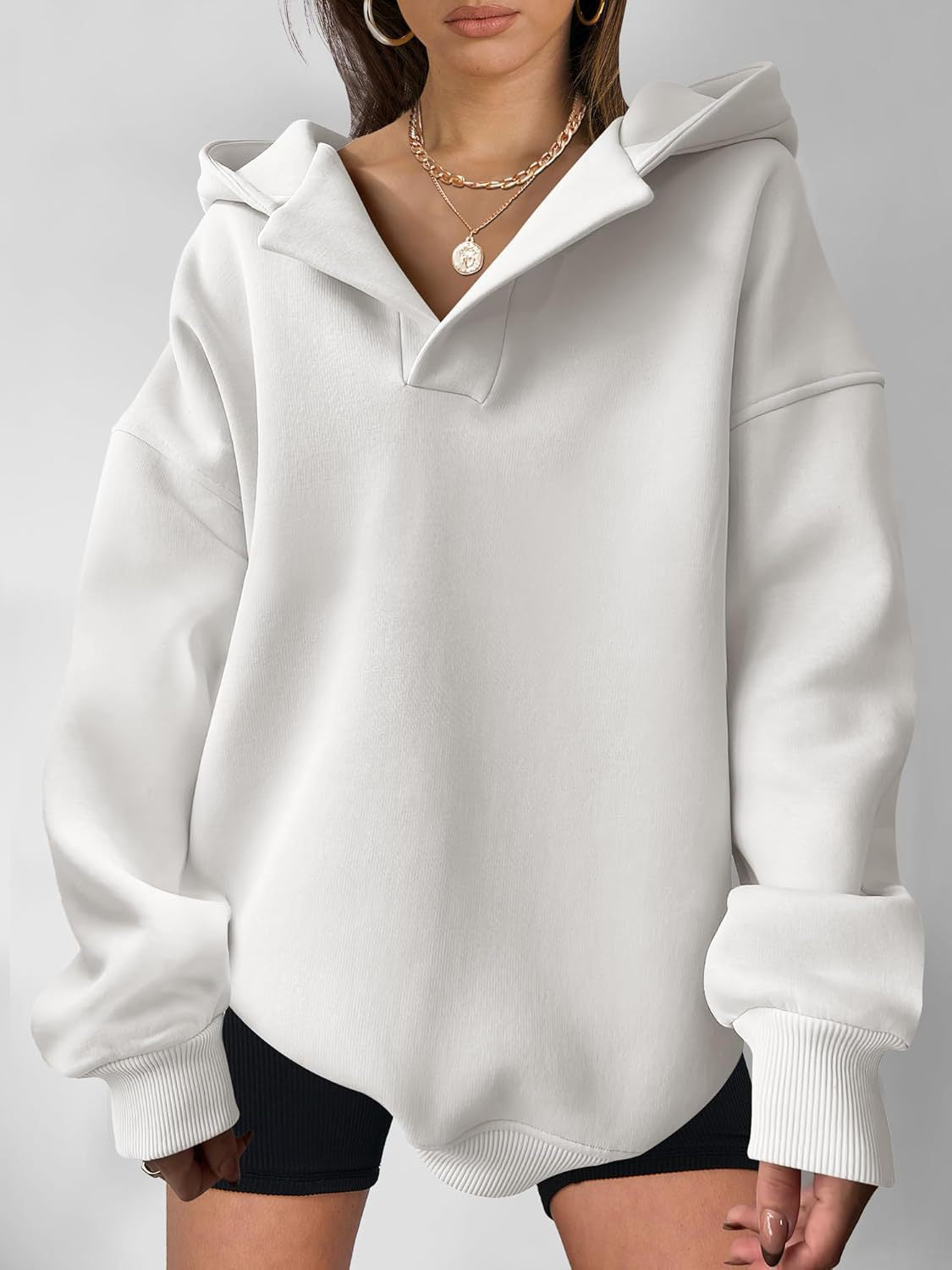 Oversized Hoodie für Damen mit modernem Kragen und lässiger Passform, Größe [size missing]