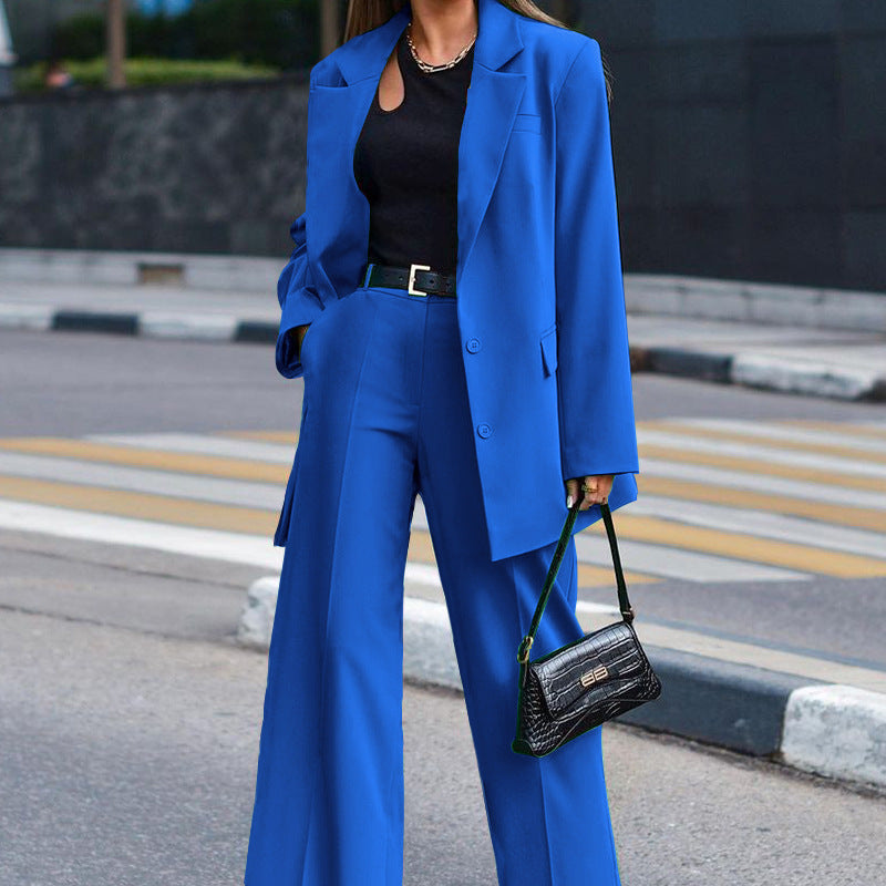 Women's Oversized Blazer and Wide-Leg Trousers Combination, Size