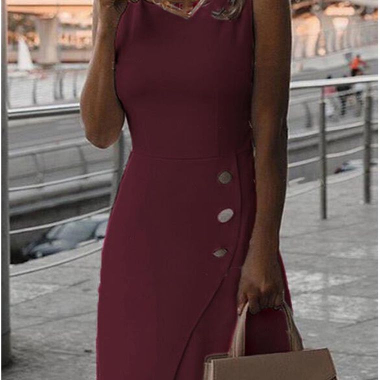 Valenzora | Ärmelloses elegantes Wickelkleid in Unifarben
