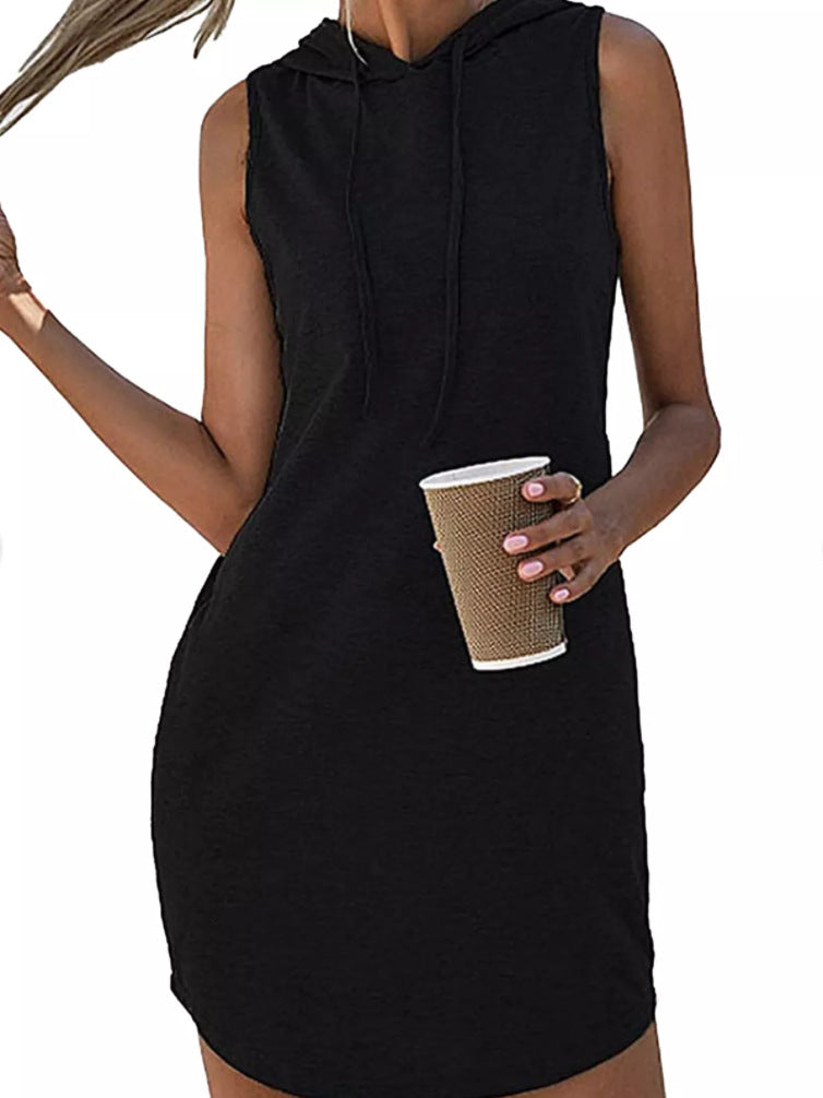 Women's hooded dress in breathable jersey material Drune