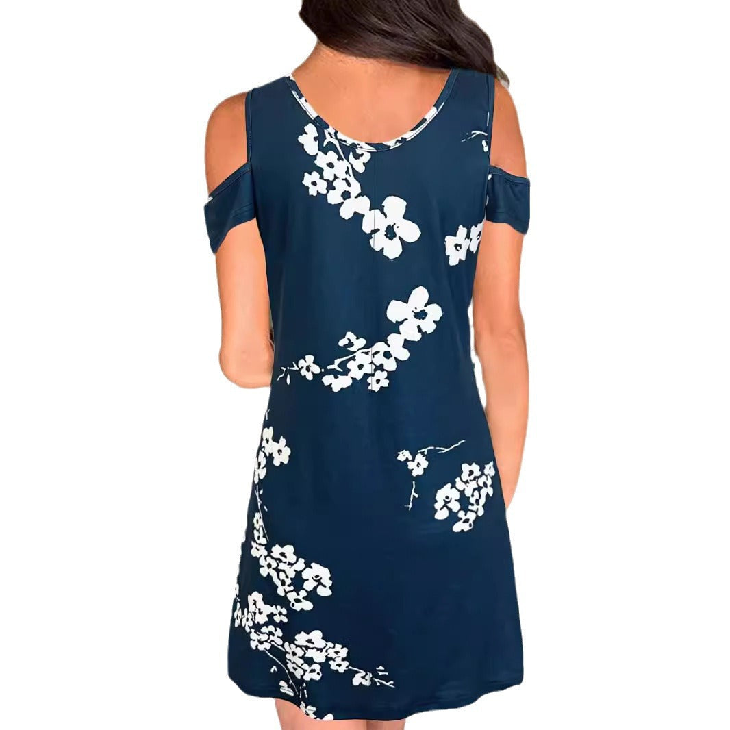 Damenkleid mit trendigen schulterfreien Cutouts und elegantem Blumendruck, Größe S