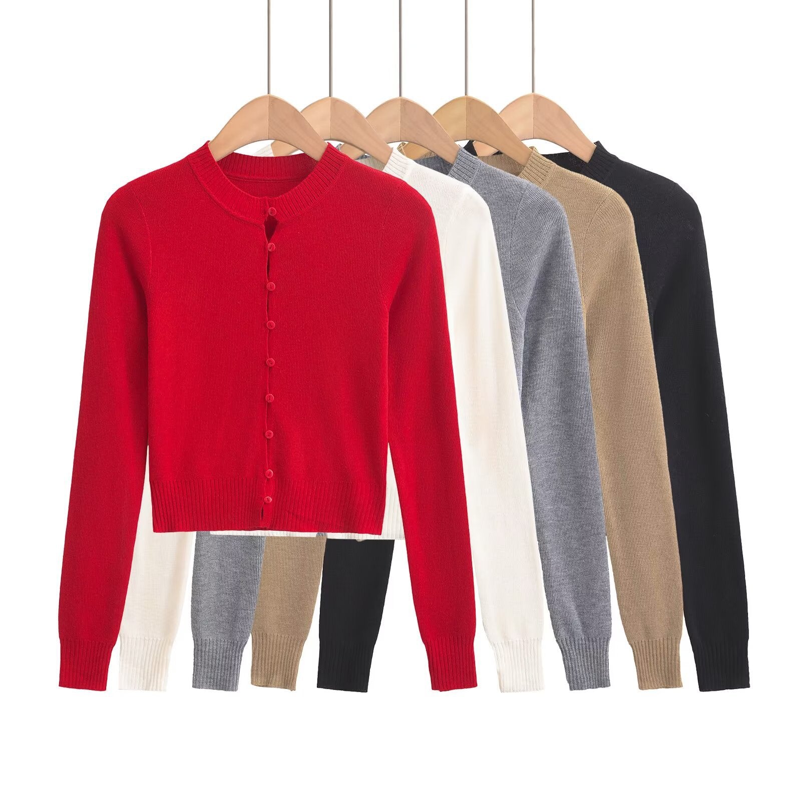 Women's cardigan with a fashionable round neckline and elegant button placket, size S