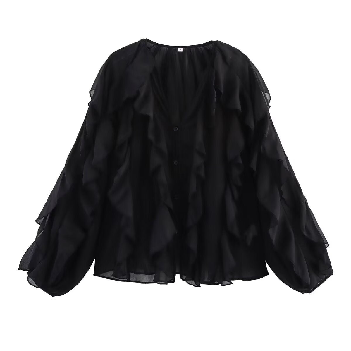 Damenbluse mit voluminösen Rüschendetails und elegantem Schnitt, Größe S