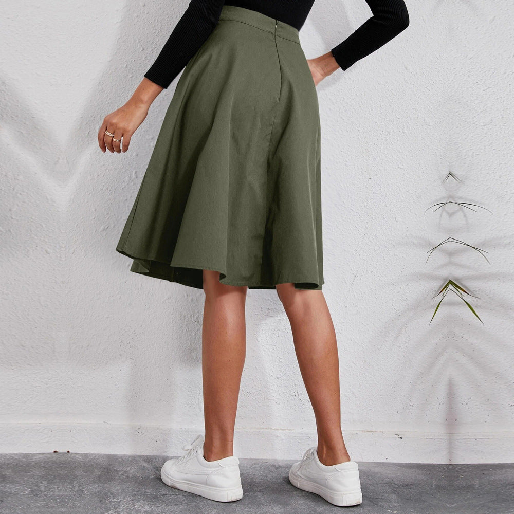 Valenzora | Eleganter Umbrella-Midirock mit Knopfleiste