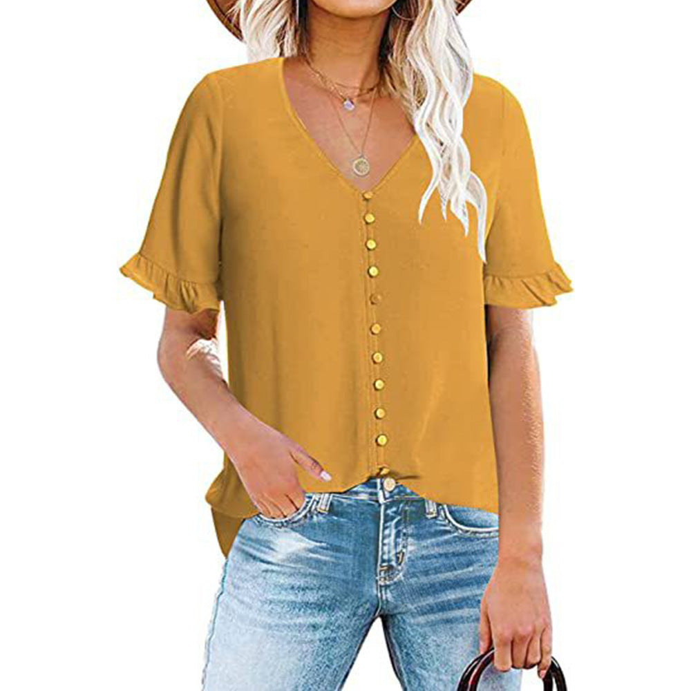 Damenbluse mit Rüschendetails und Knopfleiste, Größe