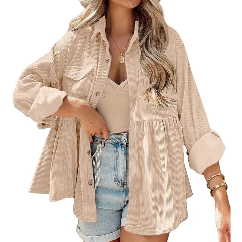 Valenzora | Come Around Corduroy Babydoll Jacket (Made of Polyester)
