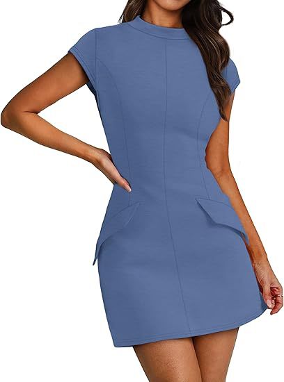 Damen Figurbetontes Kleid mit praktischen Taschen Drune