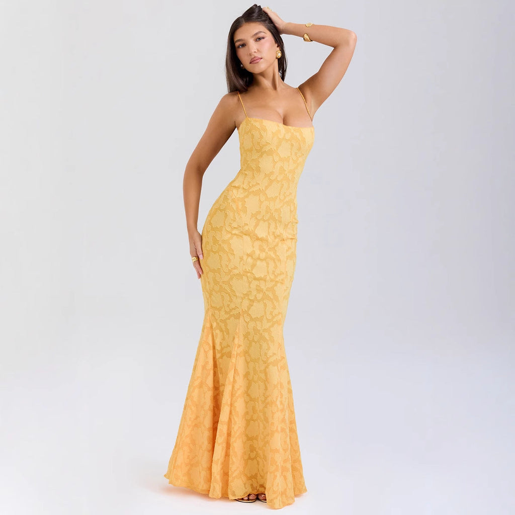 Damen figurbetontes Abendkleid mit luxuriösem Spitzenmuster und elegantem Schnitt, Größe S