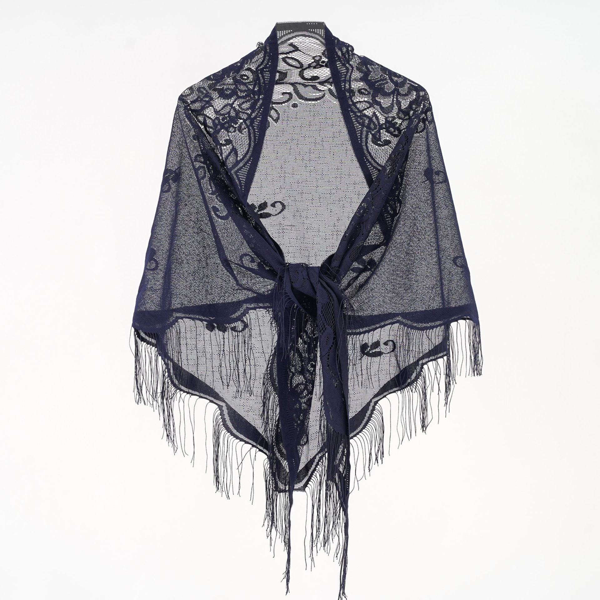 Elegantes Chiffon-Tuch für Damen mit kunstvollen Fransen, Größe