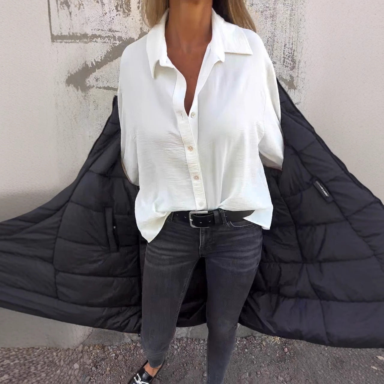 Women's casual shirt blouse with flounce sleeves, size
