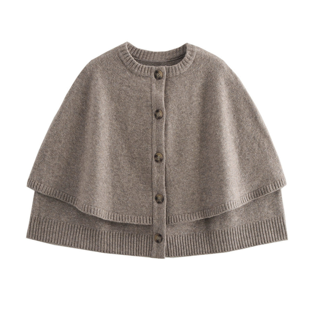 Women's soft knit cape with buttons, size