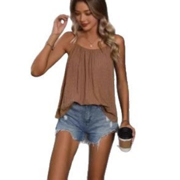 Damen-Loose-Top, ärmellos, aus atmungsaktivem Rippenmaterial, Größe Valenzora