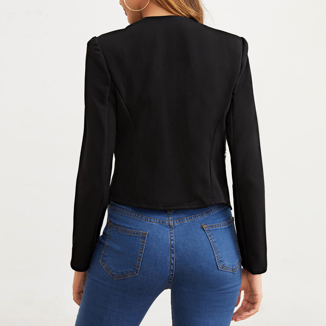 Valenzora | Plain color, long-sleeved, open-front jacket