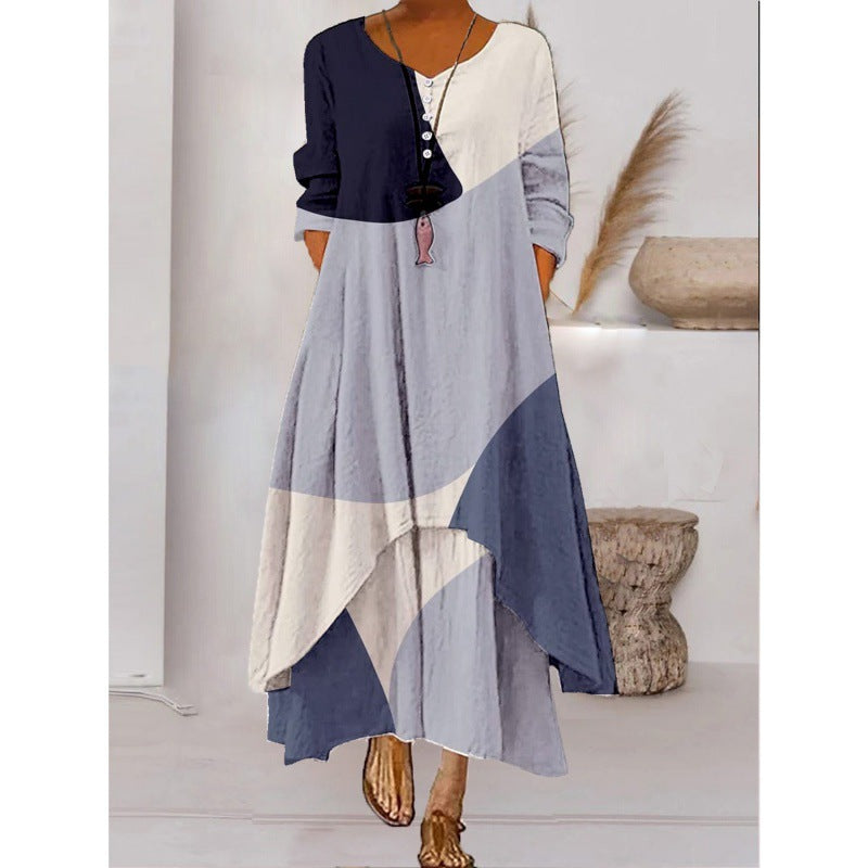 Valenzora | Maxi dress with long sleeves and button closure