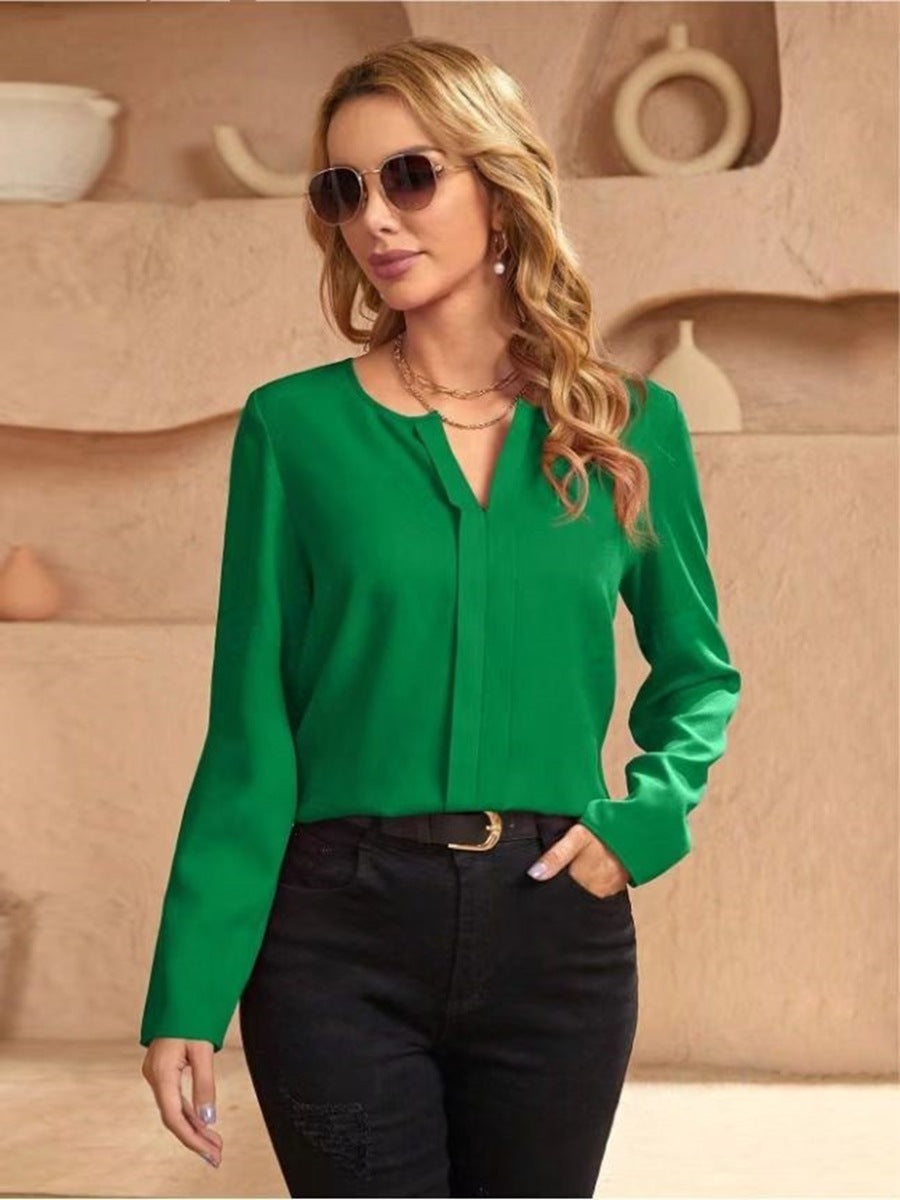 Valenzora | Women's Satin Blouse Imitation Silk Shirt