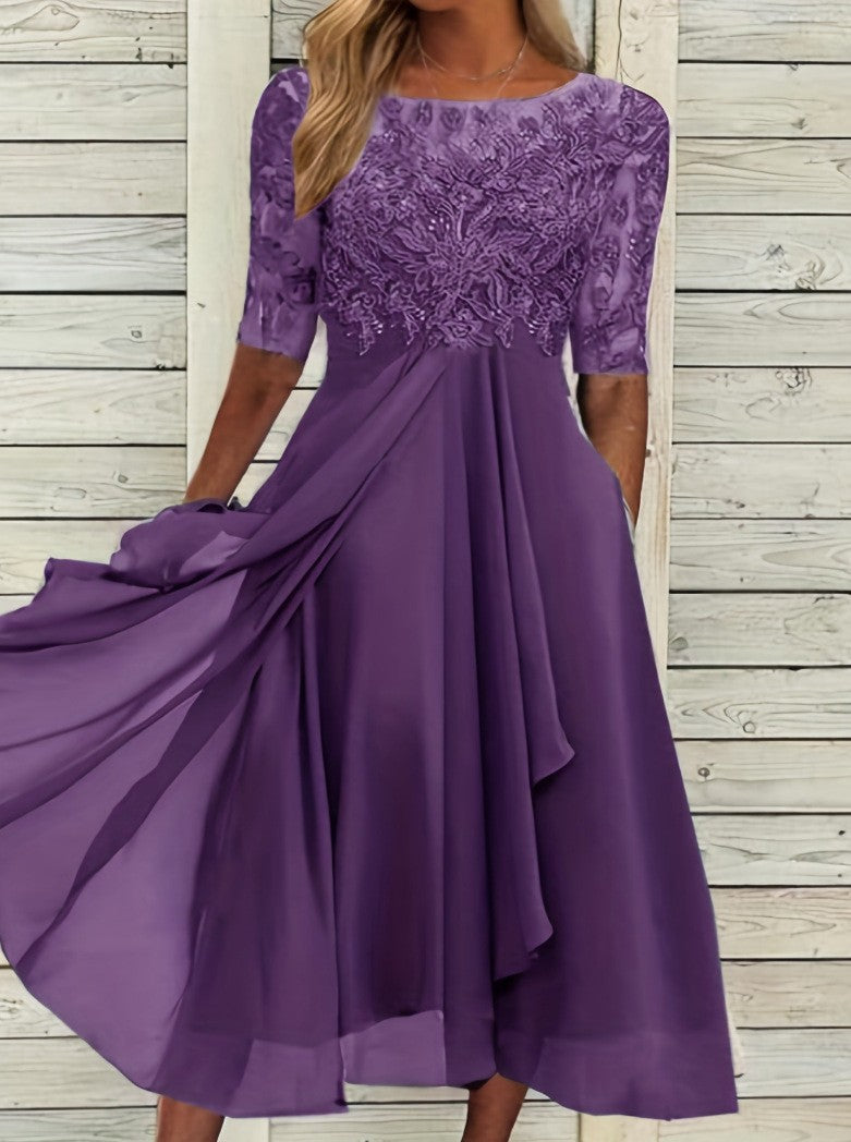 Valenzora | Chiffon Midi Dress for Women - Airy & Graceful