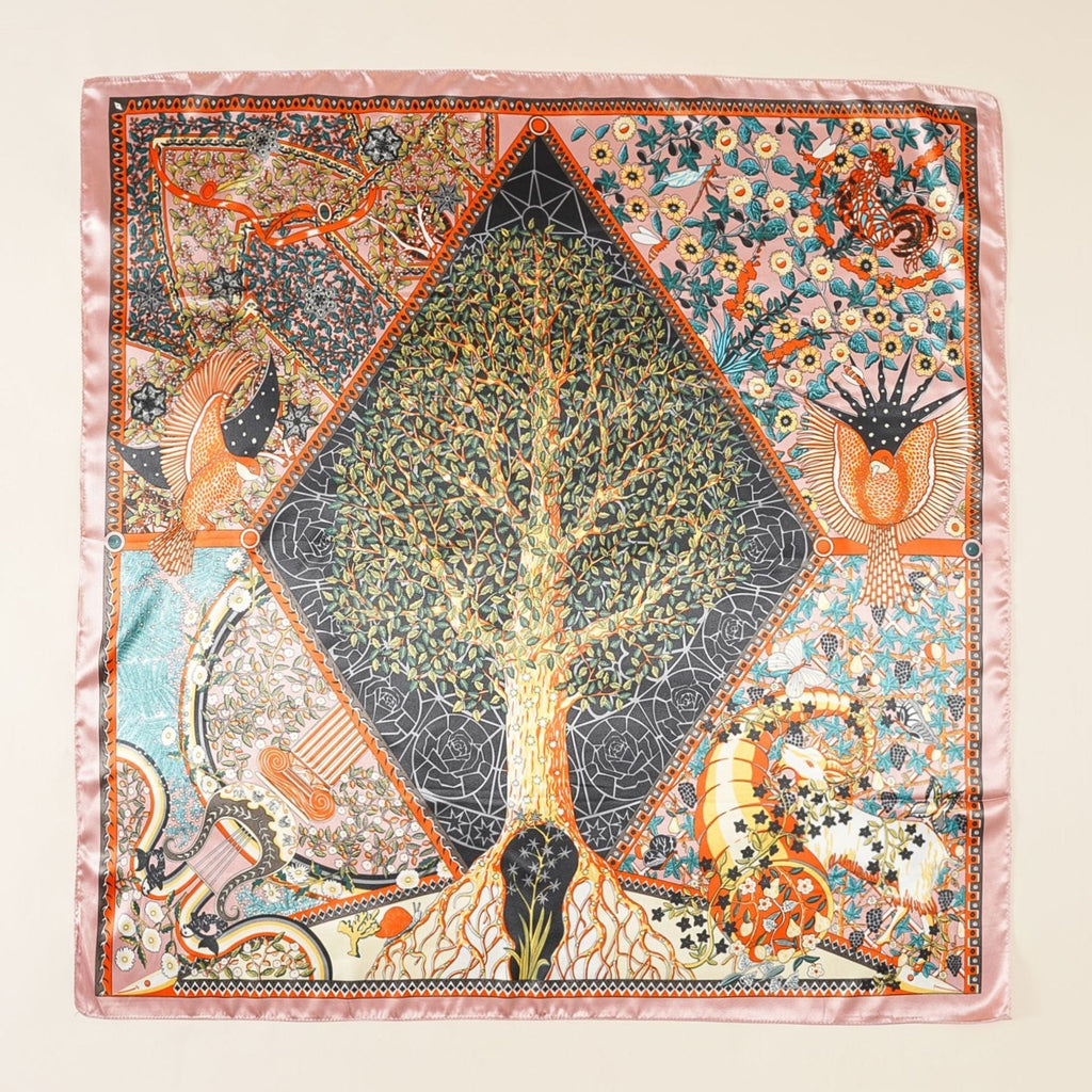 Damen-Luxusseidenschal mit kunstvollem Blumenmuster und schimmerndem Glanz, Größe Valenzora