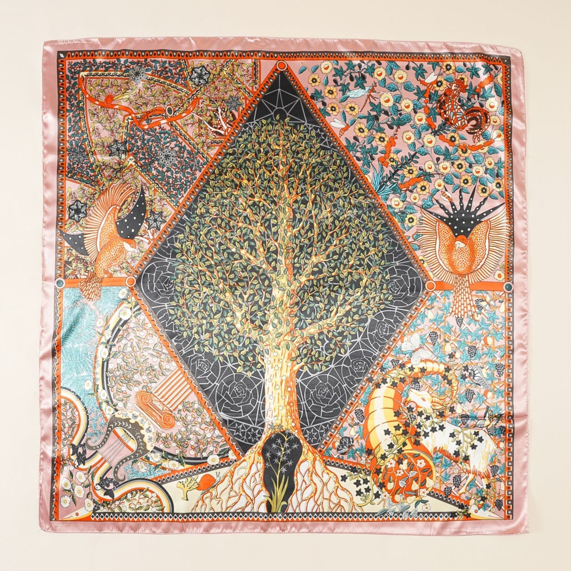 Damen-Luxusseidenschal mit kunstvollem Blumenmuster und schimmerndem Glanz, Größe Valenzora