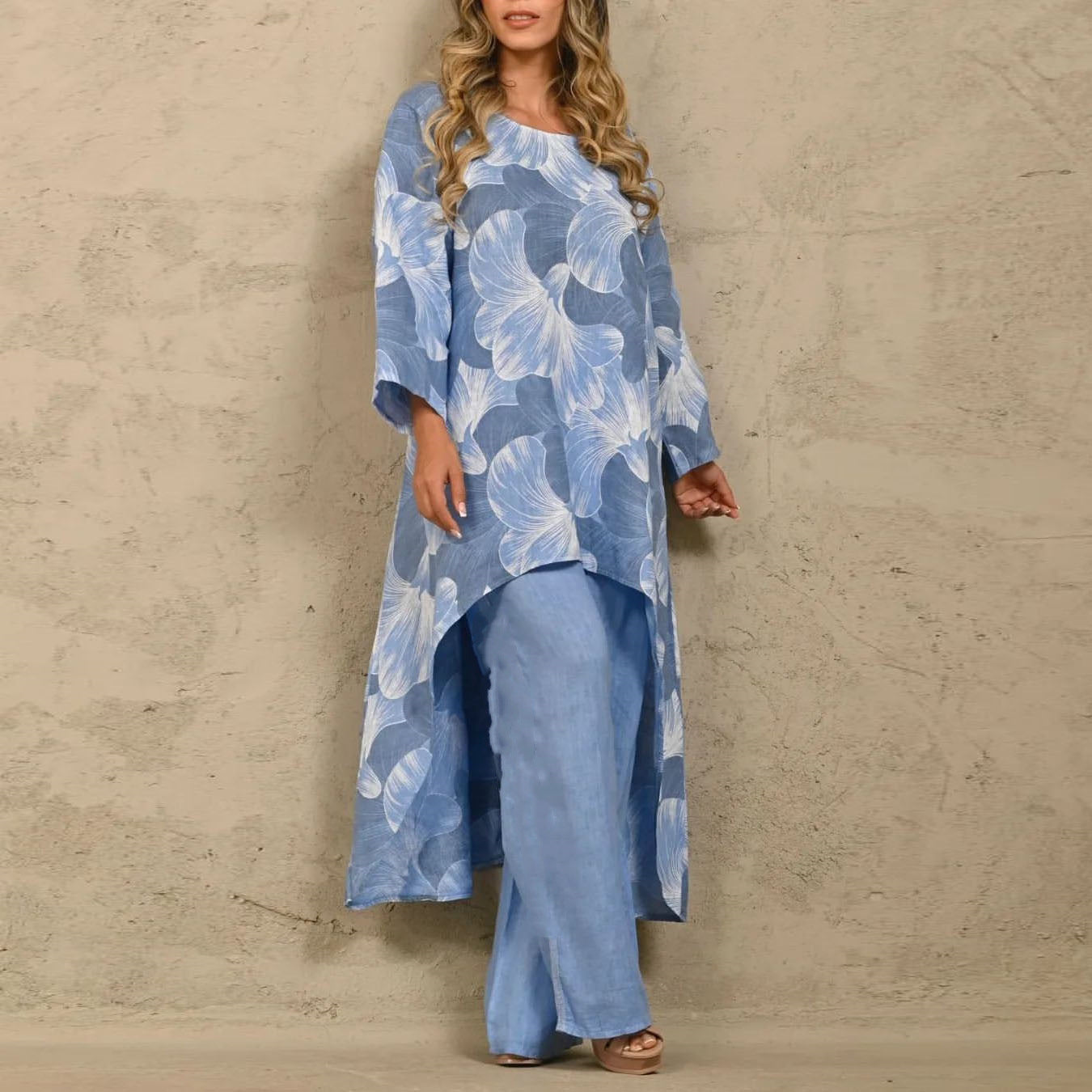 Valenzora | Plus Size Printed Irregular Top Set