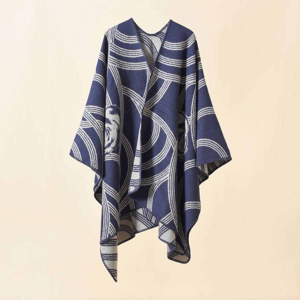 Damen-Poncho „Artful Wrap“ mit elegantem Blumendesign Valenzora