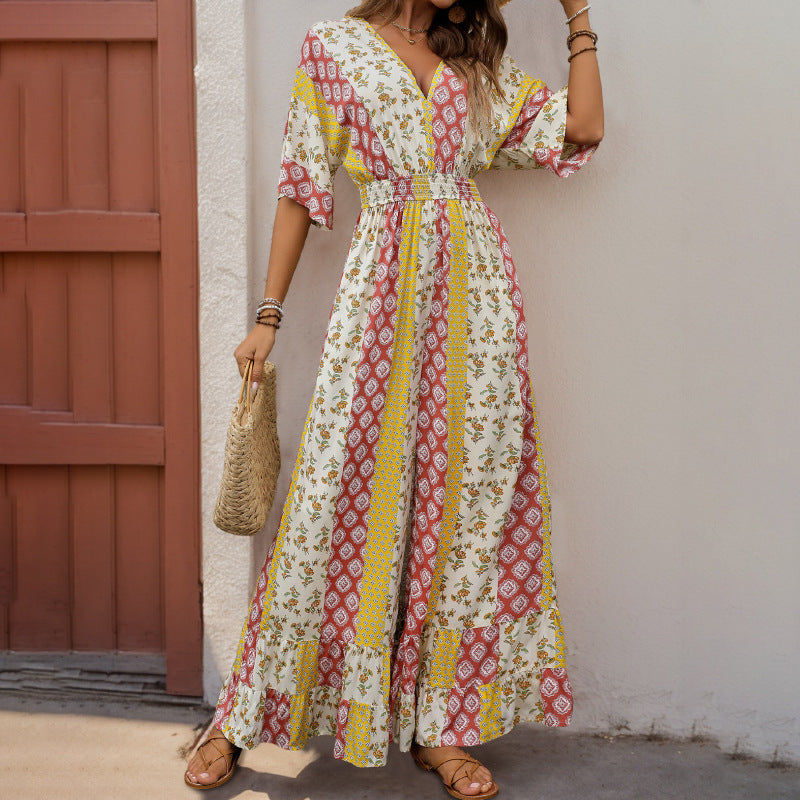 Women's wide-leg jumpsuit with elasticated waist, size