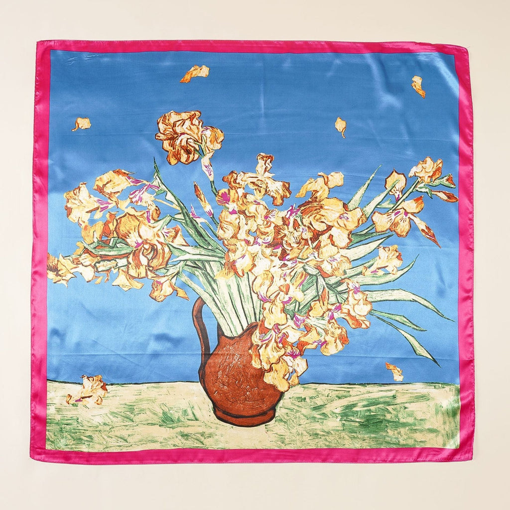 Damen-Seidenschal mit kunstvollem Blumenmuster und luxuriösem Glanz, Größe Valenzora