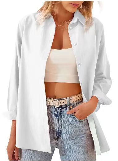 Damen Hemdbluse mit lockerem Schnitt, langen Ärmeln und modernen Details, Größe S