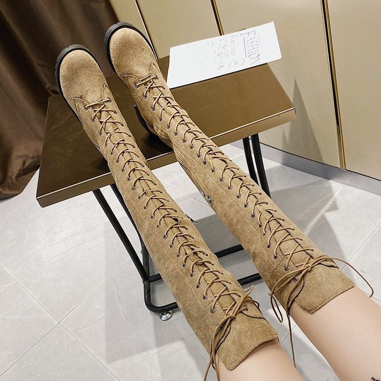 Overknee-Stiefel für Damen mit edler Schnürung und robuster Sohle, Größe Valenzora