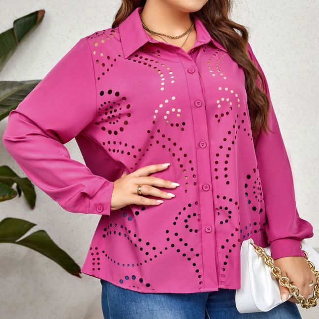 Women's blouse with unique openwork pattern and elegant details, size [size missing]