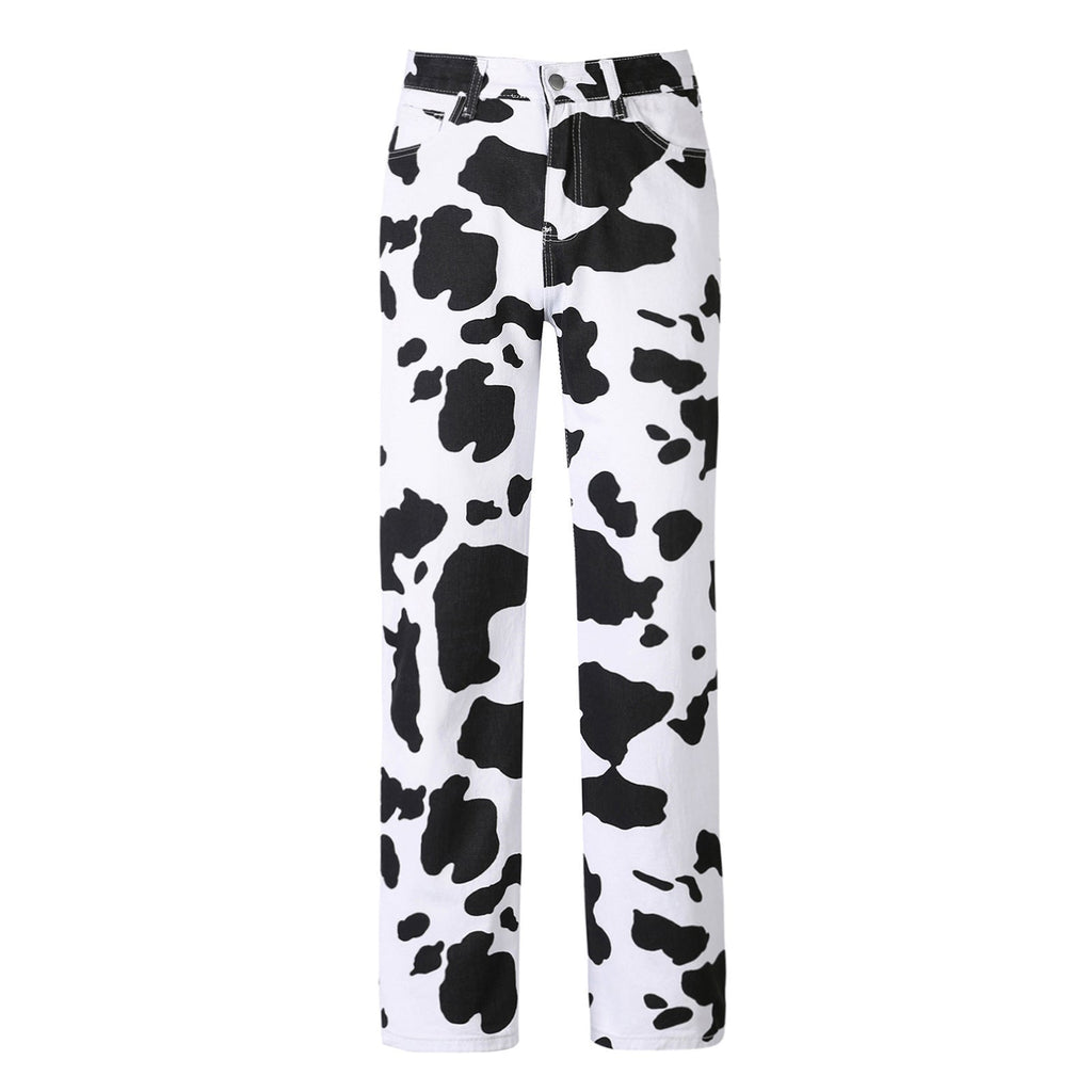 Valenzora | Damen Hose mit geradem Schnitt und Kuhfell-Print