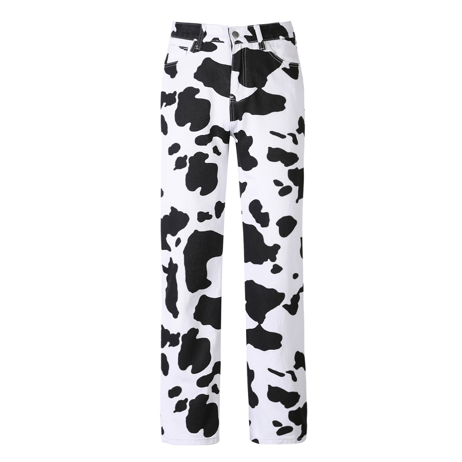 Valenzora | Damen Hose mit geradem Schnitt und Kuhfell-Print