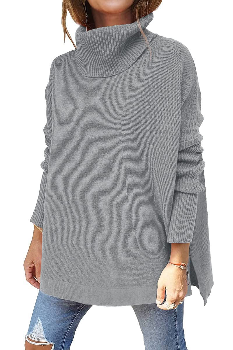 Damen-Oversize-Rollkragenpullover mit Strukturstrickmuster, Größe