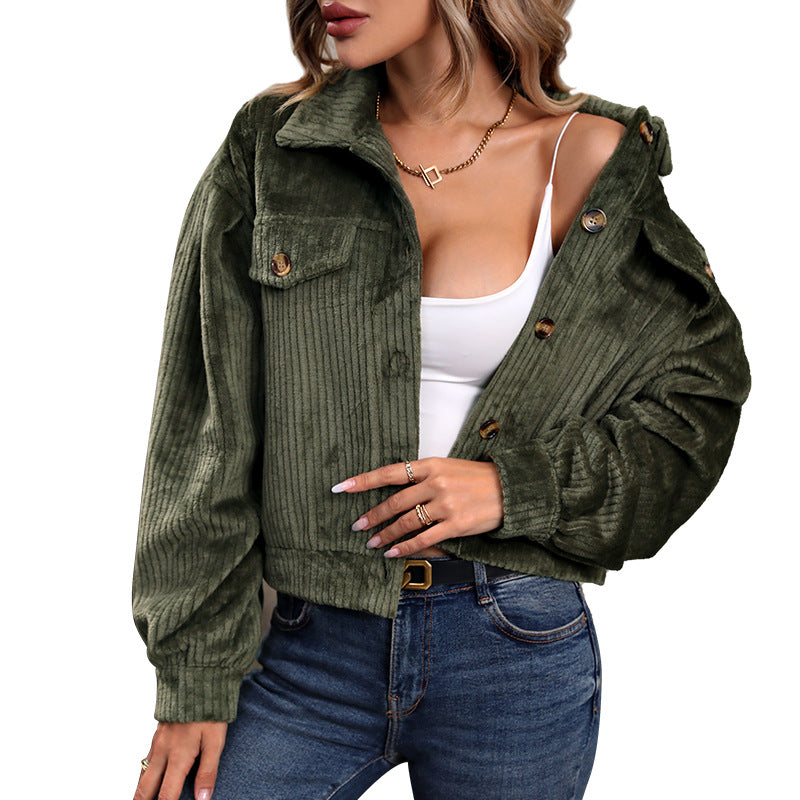 Damen-Cardigan in lässiger Cord-Optik mit Zierknöpfen und zwei Brusttaschen, Größe S