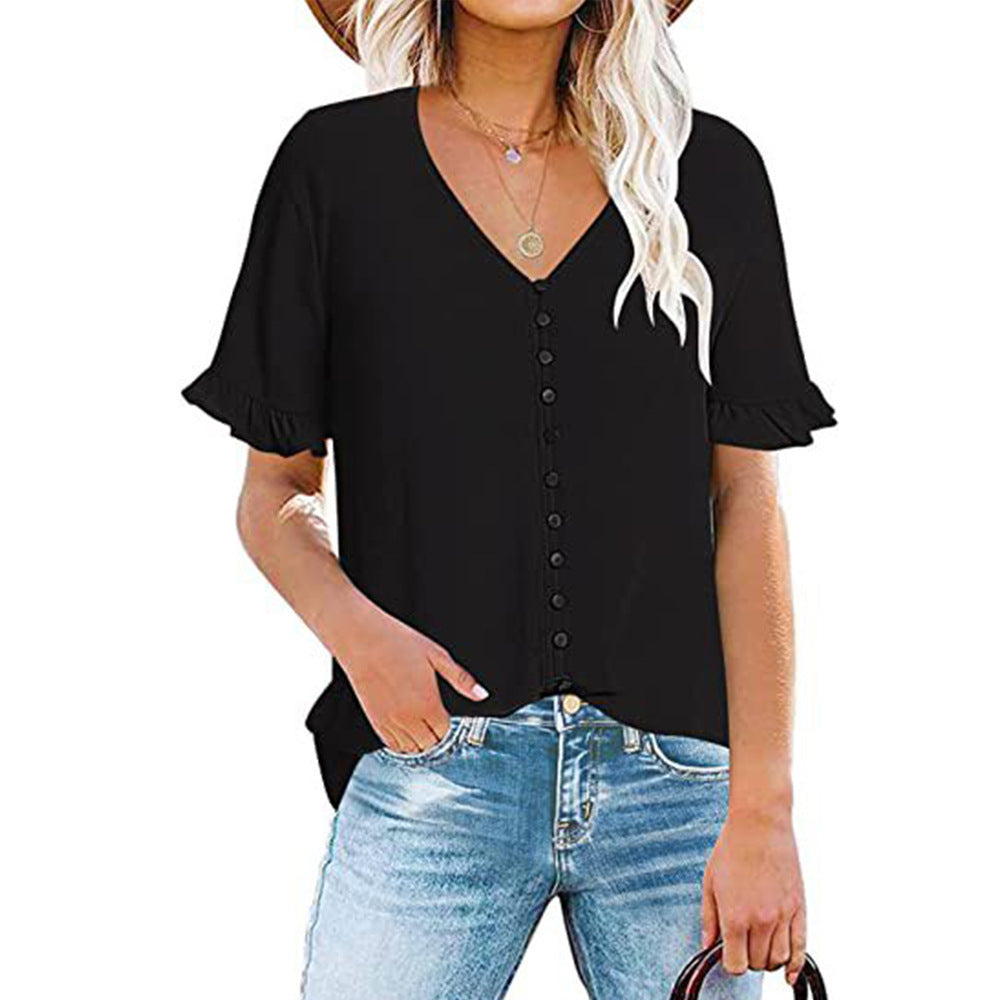 Damenbluse mit Rüschendetails und Knopfleiste, Größe