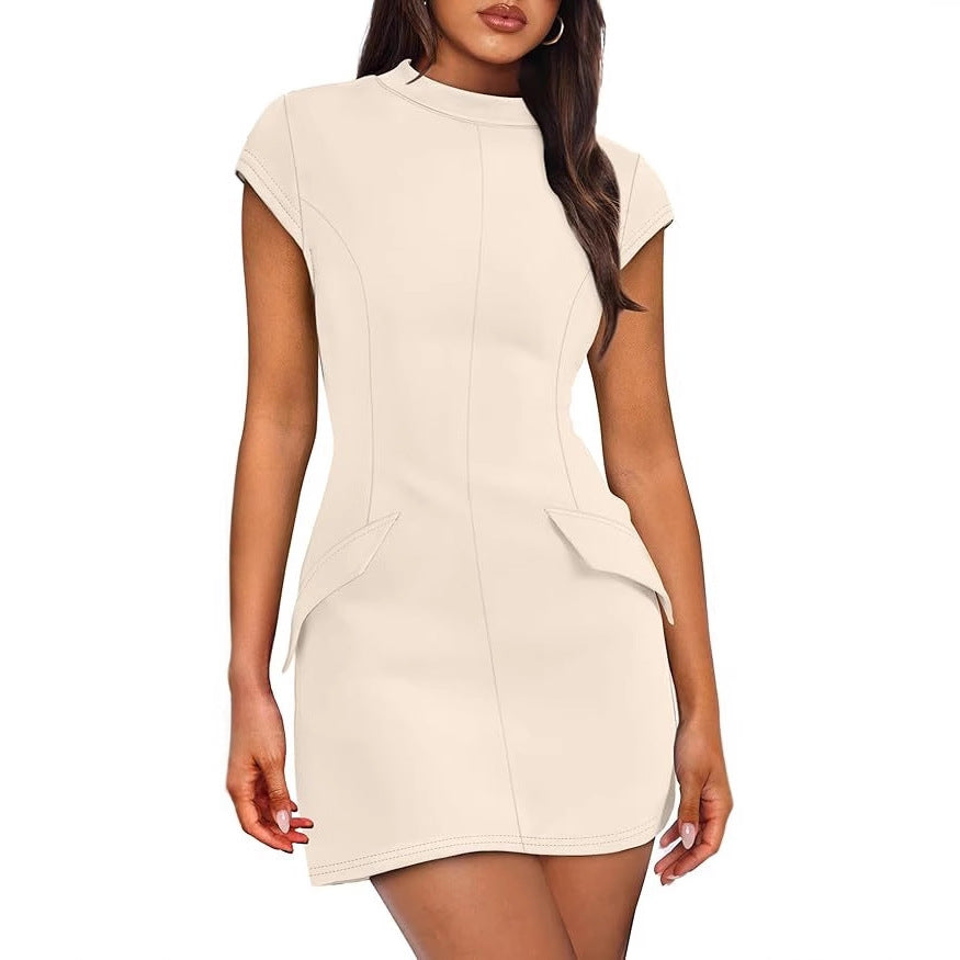 Damen Figurbetontes Kleid mit praktischen Taschen Drune