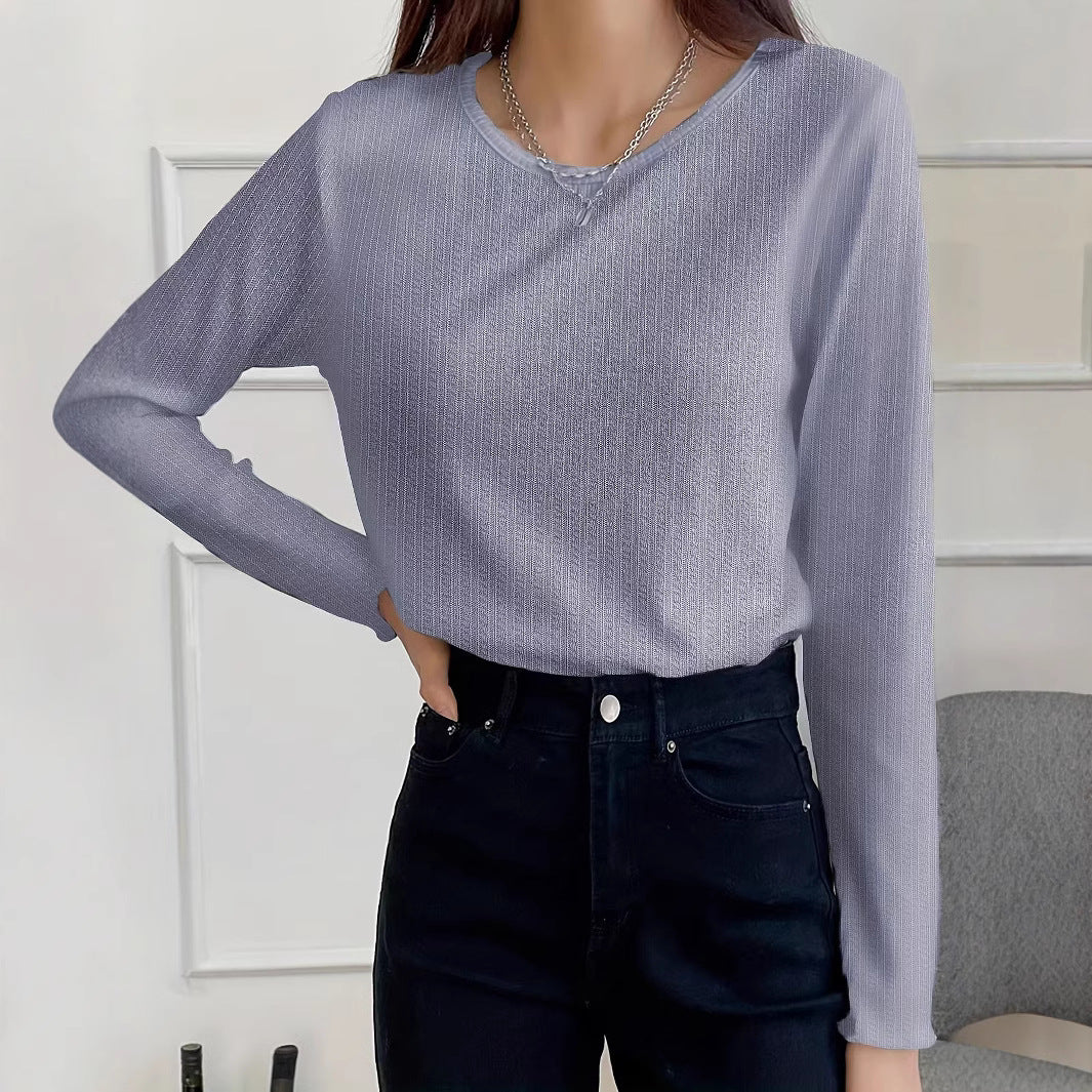 Valenzora | Slim-Fit Versatile Long Sleeve Crew Neck T-Shirt