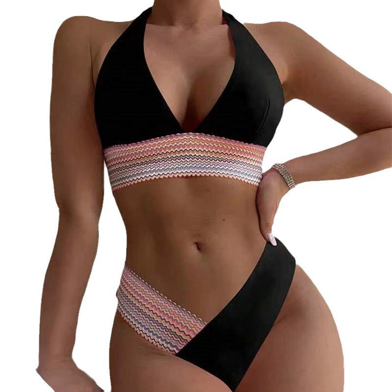 Valenzora | Women's bikini set with modern criss-cross design and high leg cut