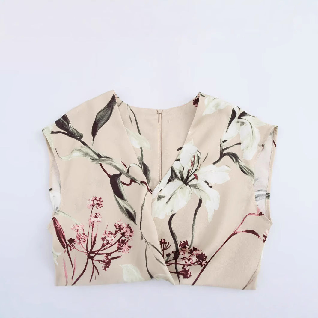 Valenzora | Midikleid mit V-Ausschnitt und strukturiertem Blumenmuster